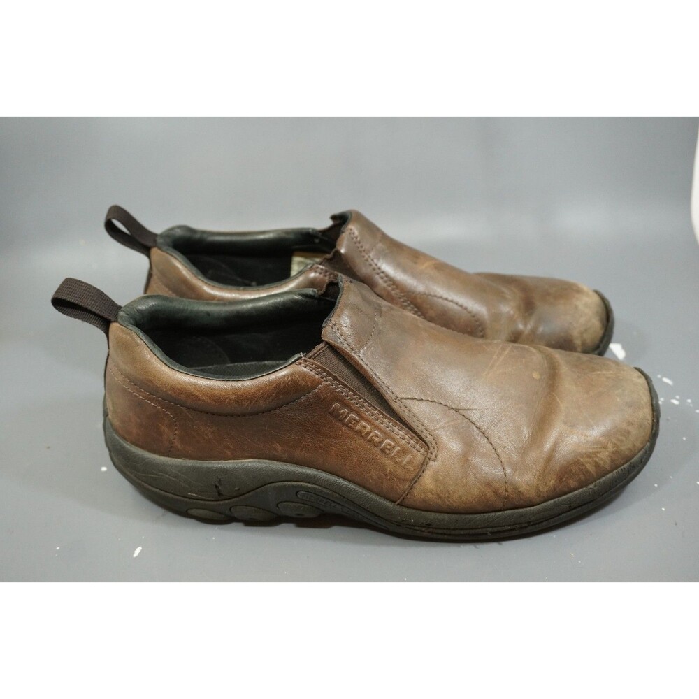 Merrell Jungle Moc Mens 11.5 Leather Slip On Comfort Walking Shoes Brown J84987